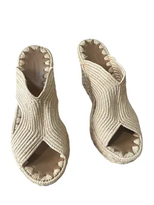 Carrie Forbes Lina Cutout Slide Wedge sandals in natural 39 NWOT thumbnail 3