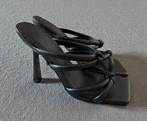 ASOS Design Black Strappy Heels Sandals Size US 8 thumbnail 1