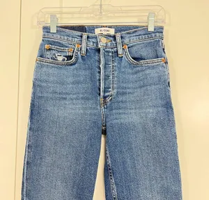 RE/DONE Size 25 Blue Stretch High Rise Ankle Crop Jeans thumbnail 2
