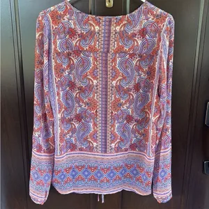 EUC ecru Paisley Print Drawstring Hem
Blouse Large thumbnail 8