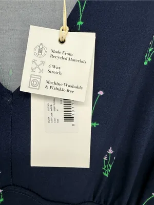Leota Wispy Floral Patriot Blue Navy Midi Zoe Dress with Green Floral Print thumbnail 4