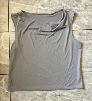 Halara NWOT Womens Cowl Neck Sleeveless Tank Top Light Grey Stretch Active Small thumbnail 1