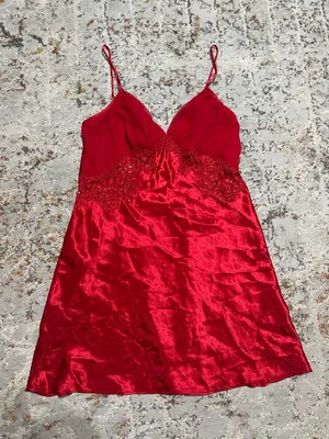 Victoria's Secret Gold Label vintage red satin slip dress size Medium thumbnail 10