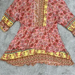 Umgee Floral Border Print Layered Mini Dress Boho Gypsy Rose Pink Plus Size 1X thumbnail 11