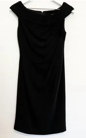Adrianna Papell Rosette Dress Size 4 Black 3D Floral Elegant Wedding‎ Guest Prom thumbnail 1