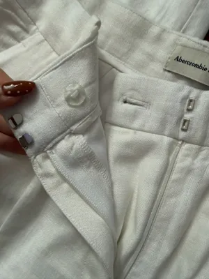 Abercrombie White Linen Pants Blend Tailored thumbnail 2
