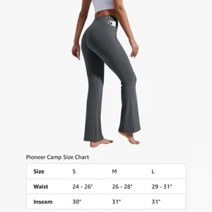 NEW Gray Flare Yoga Pants Bootcut Leggings Pockets High Waist Tummy Control S thumbnail 3