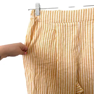 NICOLETTA FASANI Linen Blend Striped‎ Pant Yellow Large thumbnail 3