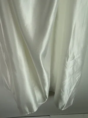 NWT Lulus Modern Adoration White Satin Backless Lace-Up Maxi Dress White Large L thumbnail 6