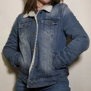 Jou Jou Blue Denim Jacket with White Sherpa Collar thumbnail 1
