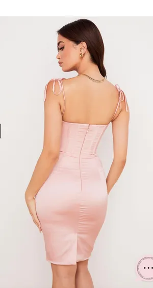 House Of CB Alma Midi Pink Corset Dress thumbnail 5