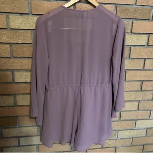 Show Me Your Mumu Roxy Romper Long Sleevee Chiffon Sheer Size XS Mauve/Purple thumbnail 3