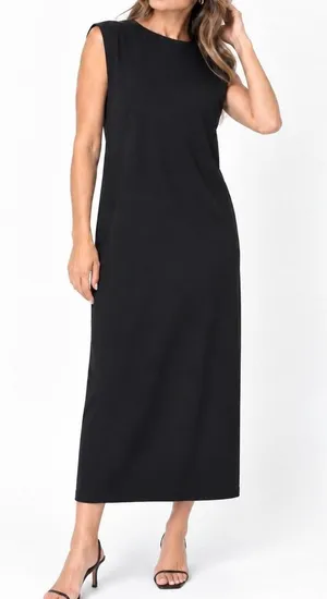 Zara Women Maxi Dress Black L Sleeveless Crew Neck Minimalist Chic thumbnail 1