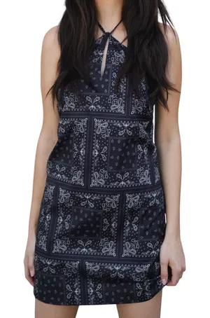 Elodie Paisley Halter Dress, Size L thumbnail 1