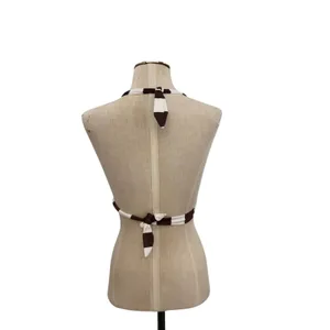 PilyQ Godiva Banded Halter Bikini Top Brown White Stripe NWT‎ Size Large thumbnail 7