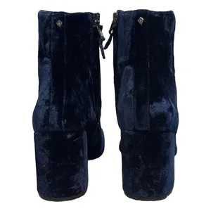 Sam Edelman Tinsley Navy Blue Velvet Block Heel Ankle Booties Sz 11 M Whimsigoth thumbnail 5