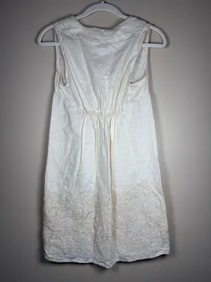 NWT MSSP/ MAX STUDIO Cream Linen Embroidered Sleeveless Dress Sz XS Sheath thumbnail 6