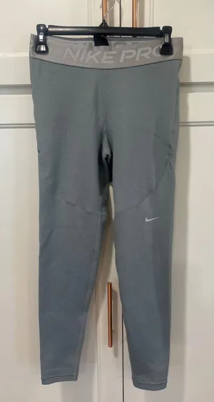 Nike Pro Dri-FIT Womens Grey Athletic Training Leggings Size Medium Tights thumbnail 1