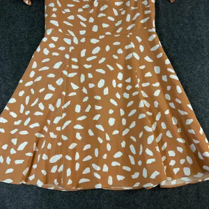 Lulus Terracotta Orange White Abstract Print Puff Sleeve Mini Dress Small thumbnail 10