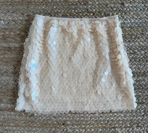 Ivory paillette sequin mini skirt thumbnail 1