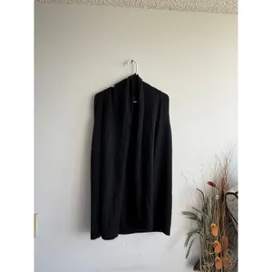 Neiman Marcus Cashmere Vest Womens Medium Black Draped‎ Open Front Cardigan Luxe thumbnail 2