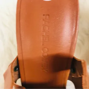 RACHEL‎ COMEY Brown Leather Mule Clog Wedge Sandal Tawny Woven Stud Size 6 thumbnail 3