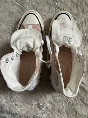 Converse White and Light Pink Women’s Chuck Striped High Top Sneakers Size 5.5US thumbnail 8