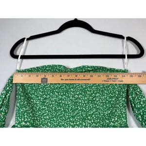 Lulus Green Floral Smocked Off-The-Shoulder Mini Dress NWT Medium thumbnail 8