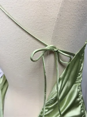 PRINCESS POLLY Chartreuse Satin‎ Tie Shoulder Straps Ruched Mini Dress, Size 4 thumbnail 9