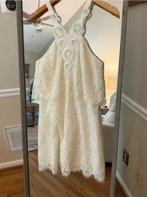 DO+BE White Lace Halter Dress Small NWT Boho Bridal Shower Rehearsal Dinner thumbnail 10