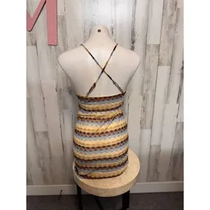 Derek Heart Lace Mini Dress Size Medium Striped Bodycon Halter Criss Cross Back thumbnail 5