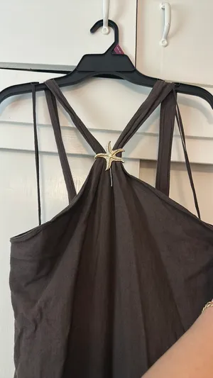 Brown Linen Maxi Starfish Dress thumbnail 6