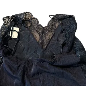 Madelon Loudon Vintage 80s Lingerie Black Lace Bodysuit Teddy Size Medium thumbnail 2