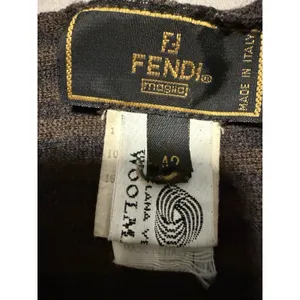 Fendi Merino Wool Vintage Brown Scarf Made In Italy Monogram Old‎ Money thumbnail 6
