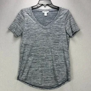 Athleta Top Women's XS Breezy Scoop V-Neck Tee Heather Gray Activewear 980776 thumbnail 1