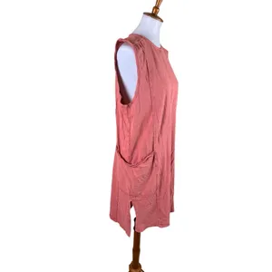 Oli & Hali Orange Mineral Wash Sleeveless Midi Dress S Pocket Boho thumbnail 4