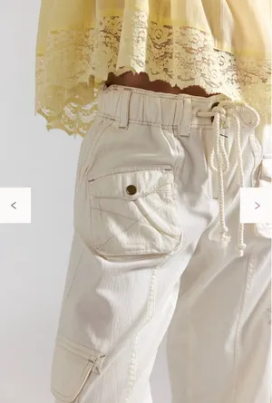 Free People We The Free Tahiti Cargo Pants Tofu Ivory XL Low Rise Utility thumbnail 3