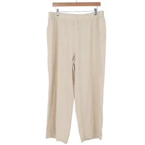 SHEIN 2 Piece Set Womens 1XL Linen Blend Beige Puff Sleeve Wide Leg Excellent thumbnail 8