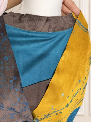 Vintage 90s Colorblock Faux Suede Wearable Art Blazer Jacket Blazer NWOT thumbnail 9