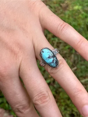Natural Blue Moon Turquoise Sterling Silver Ring Size 7 thumbnail 3