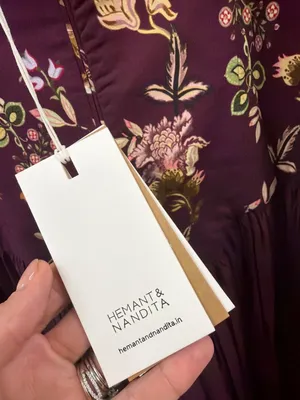 Hemant And Nandita Savi Maxi Dress Burgundy Floral Womens Size Small thumbnail 9