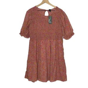 NEW‎ Wild Fable Pink Floral Smocked Dress Plus Size 1X Short Sleeve NWT thumbnail 2