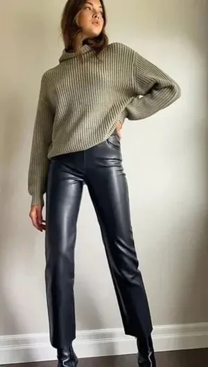 Aritzia Wilfred The Melina Pant Black Vegan Leather Pants Size 4 High Waisted thumbnail 1