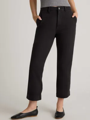 Quince Organic Stretch Cotton Twill Straight Leg Cropped Pants Black Size‎ 2 thumbnail 1