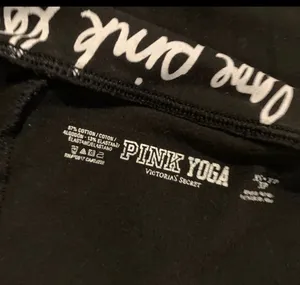 Victoria's Secret Black Athletic Crop Leggings with Script Waistband thumbnail 4