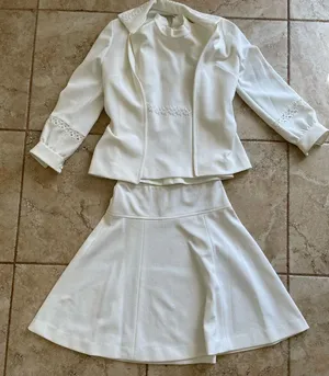 Vintage 60s Handmade Skirt Set Three‎ Piece Jacket Top Eyelet Sz S Off White thumbnail 1
