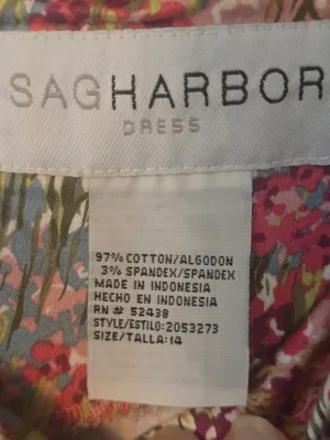 Sag Harbor Pink Floral Midi Dress with Blue Accents Size 14 thumbnail 3