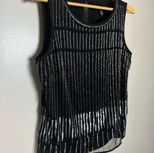 CLEARANCE! Black WHBM Beaded Sleeveless Top Size L NWT thumbnail 3