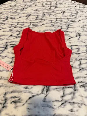 QINSEN Women's Sexy Open Back Sleeveless Crop Tank High Neck Slim Fit Cropped Tee Shirt Y2k Tops Size M. NWT thumbnail 6