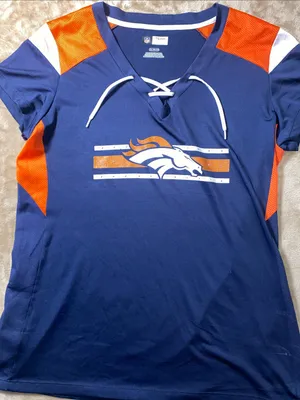 NFL Denver Broncos Navy & Orange Lace-Up Short Sleeve Tee thumbnail 1